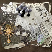 语闲 Yu Xian 黑色系痛包材料包 DIY全套复古素材纸 谷子徽章背景纸