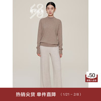 鄂尔多斯1980 纯羊绒半高领女羊绒套衫简约毛衣 浅原绒色 155/80A/S