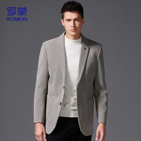 罗蒙（ROMON）毛呢大衣男秋冬季中长款商务休闲西装领呢子风衣外套M835卡其