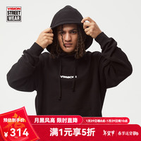 VISION STREET WEAR Classic系列BOXLOGO街头潮流男女同款连帽套头卫衣 黑色 S