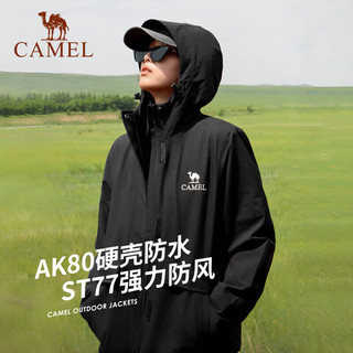 骆驼（CAMEL）夹棉冲锋衣男女硬壳外套防风防水进藏棉服登山服 A24CF04677 木黛色，女 S