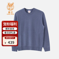 鹿王（KING DEER）【宠粉福利】羊绒衫男士圆领针织套头纯色毛衣保暖商务通勤休闲 蓝灰色 M 170/88A