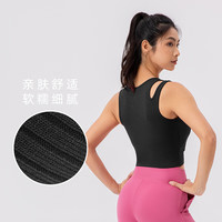 玉儿恋 瑜伽背心拼接假两件一体式固定杯跑步外穿纯色无袖健身上衣女