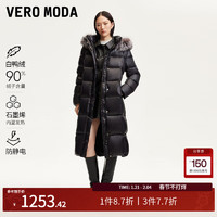 VERO MODA VEROMODA羽绒服女2024秋冬黑金面料银狐毛领羽绒服高级感时尚 黑色 165/84A/M