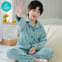 印象童年 儿童睡衣法兰绒秋冬季男童女童加厚中大童珊瑚绒亲子装家居服套装