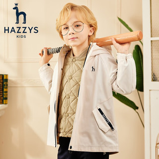 哈吉斯（HAZZYS）品牌童装男女童可拆卸棉服高拉链防风一衣两穿可拆卸棉服 象牙白 120