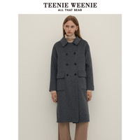 【澳毛】TeenieWeenie小熊2024冬装长款翻领双面毛呢大衣外套