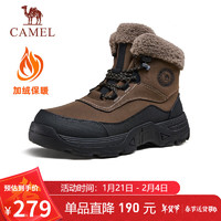 骆驼（CAMEL）厚底防撞软弹轻户外抓地徒步马丁靴男加绒 G14W076702 咖啡 38 咖啡（加绒）