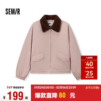 森马（Semir）外套女oversize插肩袖仿羊羔毛毛领冬季2024夹棉夹克109724108016 粉色调01315 XS