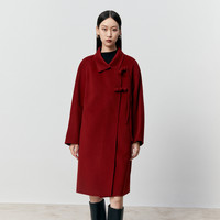 太平鸟女装新中式双面呢大衣A1AAD4326 红色 XS