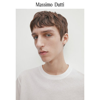 Massimo Dutti升级2025MD男装简约百搭棉麻混纺短袖T恤01401208 米白色 S