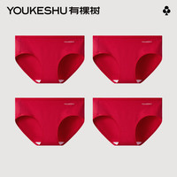 有棵树 YOUKESHU本命年内裤女纯棉中腰大全棉抗菌裆三角裤 +++ 4条