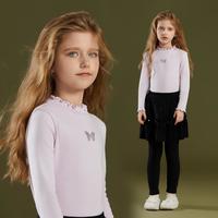 甜美蝴蝶结木耳边打底衫春秋款女童舒适柔软外穿上衣打底衫