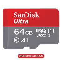 丢石头 树莓派4B专用Micro SD卡TF卡读卡器 闪迪至尊高速内存卡 64GB存储卡 已烧录带桌面树莓派官方系统 1盒