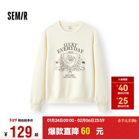 森马(Semir)卫衣女设计感绣花慵懒2025春季圆领落肩新年套头衫潮109125116002 奶白10501 2XL