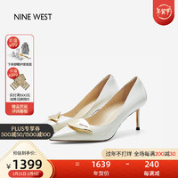 NINE WEST 漆皮高跟鞋浅口细跟单鞋女鞋 NF453031FK 白色34