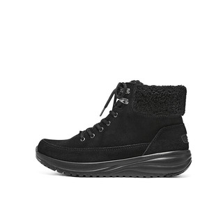 斯凯奇（Skechers）冬季女鞋雪地靴登山靴加绒保暖百搭黑色马丁靴144770 全黑色/BBK 38