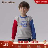 PawinPaw卡通小熊童装2025年春夏男女宝宽松圆领长袖卫衣柔软 Blue蓝色/50 130 cm