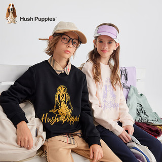 暇步士（Hush Puppies）童装儿童卫衣24冬男女童多彩套头宽松卫衣 钻石黑 160 