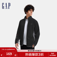 Gap男女装2024秋冬刺绣logo撞色拼接立领夹克外套简约676244 黑色 165/88A(S) 亚洲尺码