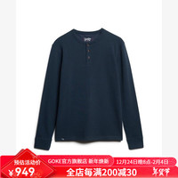 superdry极度干燥毛衣针织衫男装打底衫秋冬季保暖圆领内搭打底长袖t恤新 Eclipse Navy深蓝色 L 适合胸围102-107cm