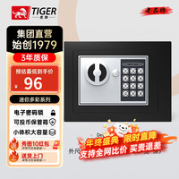 虎牌保险柜家用办公小型迷你储物柜密码钥匙保险箱全钢多彩可入衣柜存钱箱 缤彩17cm曜石黑 电子密码+投币