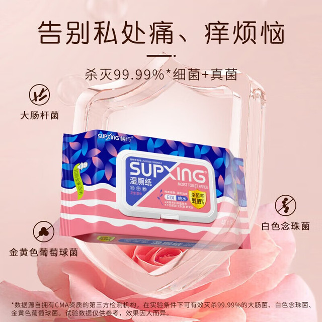 瞬行 SHUNXING 季铵盐消毒卫生湿巾湿厕纸（粉）40抽