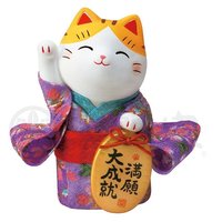 药师窑 日本直邮药师窑手工彩绘开运招财猫小号摆件