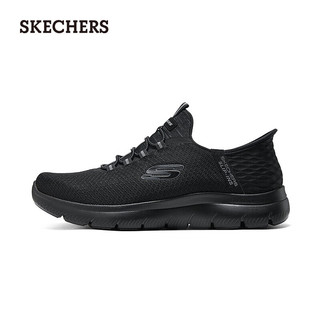 斯凯奇（Skechers）春夏男鞋休闲轻质跑步鞋舒适耐磨运动鞋232457W 全黑色/BBK 45