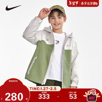 NIKE 耐克童装男女童连帽夹克红色拜年服户外休闲儿童外套