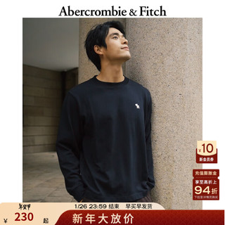 ABERCROMBIE & FITCH男装春秋经典小麋鹿美式复古重磅打底圆领长袖T恤KI124-4101