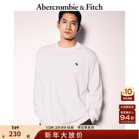 ABERCROMBIE & FITCH男装春秋经典小麋鹿美式复古重磅打底圆领长袖T恤KI124-4101 白色 L (180/108A)