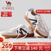 骆驼（CAMEL）男鞋 德训鞋2025春季经典复古T头轻便舒适出行慢走休闲板鞋男 G15S136015 白/蓝 42