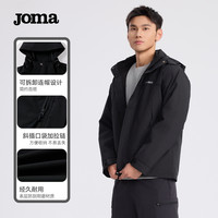 Joma24年秋冬连帽保暖外套防泼水三合一户外运动休闲上衣 黑色 L