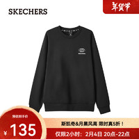 斯凯奇（Skechers）秋冬圆领运动卫衣套头衫宽松版型保暖L324U189 碳黑/0018 XS