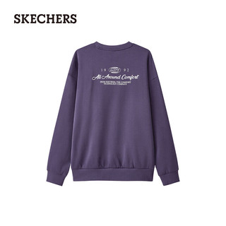 斯凯奇（Skechers）秋冬圆领运动卫衣套头衫宽松版型保暖L324U189 深叶紫/04QU XS