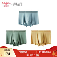 MW1男士莫代尔内裤无痕透气平角裤青年 短裤中腰弹力四角裤 060姜黄+070竹绿色+085湖蓝-993 L (175) 100表示胸围或腰围 175/100