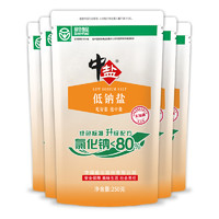 88VIP：中盐 无碘绿色低钠盐250g*5未加碘细盐家用食盐