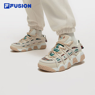 FILA FUSION斐乐潮牌篮球鞋男2025春款休闲运动鞋女面包鞋圣诞节 泡沫白/蓄水池绿 36.5