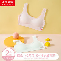 红豆居家（Hodohome）内衣女可爱舒适轻柔少女无痕内衣抹胸防凸文胸春夏 两件装（白色加粉色） 85B 38/85B