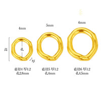 爵迦手工黄金錾刻足金999锤纹金圈男女款盘缠手链手工绳手串 6*1.2mm(0.28-0.30g)