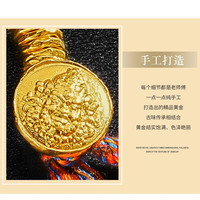 爵迦手工黄金錾刻足金999锤纹金圈男女款盘缠手链手工绳手串 黄财神扣头（约3.5g）