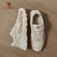 CAMEL骆驼女鞋2024夏季慢跑运动鞋徒步户外登山鞋复古老爹鞋休闲鞋 汉玉白/浅棕褐色，女款，K23S097014-1 45