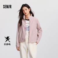森马（Semir）外套女抗静电摇粒绒宽松2024冬立领插肩袖101724108004 橡皮粉61214 XXL