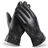 北诺 BETONORAY 男士真皮手套 羊皮手套 冬季开车棉手套 加绒加厚保暖防风触屏手套