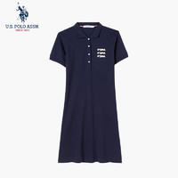 U.S. POLO ASSN. 女士短袖Polo裙棉质休闲连衣裙夏季运动翻领女裙修身显瘦裙装