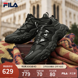 FILA 男鞋猫爪鞋6代老爹鞋2025春轻便舒适休闲耐磨运动鞋 黑-BK