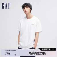 GAP男女装2024春秋棉质亲肤短袖T恤圆领美式上衣465795 165/88A(S)亚洲尺码 白色