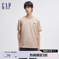 GAP男女装2024春秋棉质亲肤短袖T恤圆领美式上衣465795 170/92A(M)亚洲尺码 卡其色