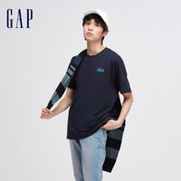 GAP男女装2024春秋棉质亲肤短袖T恤圆领美式上衣465795 185/108A(XXXL)亚洲尺码 海军蓝